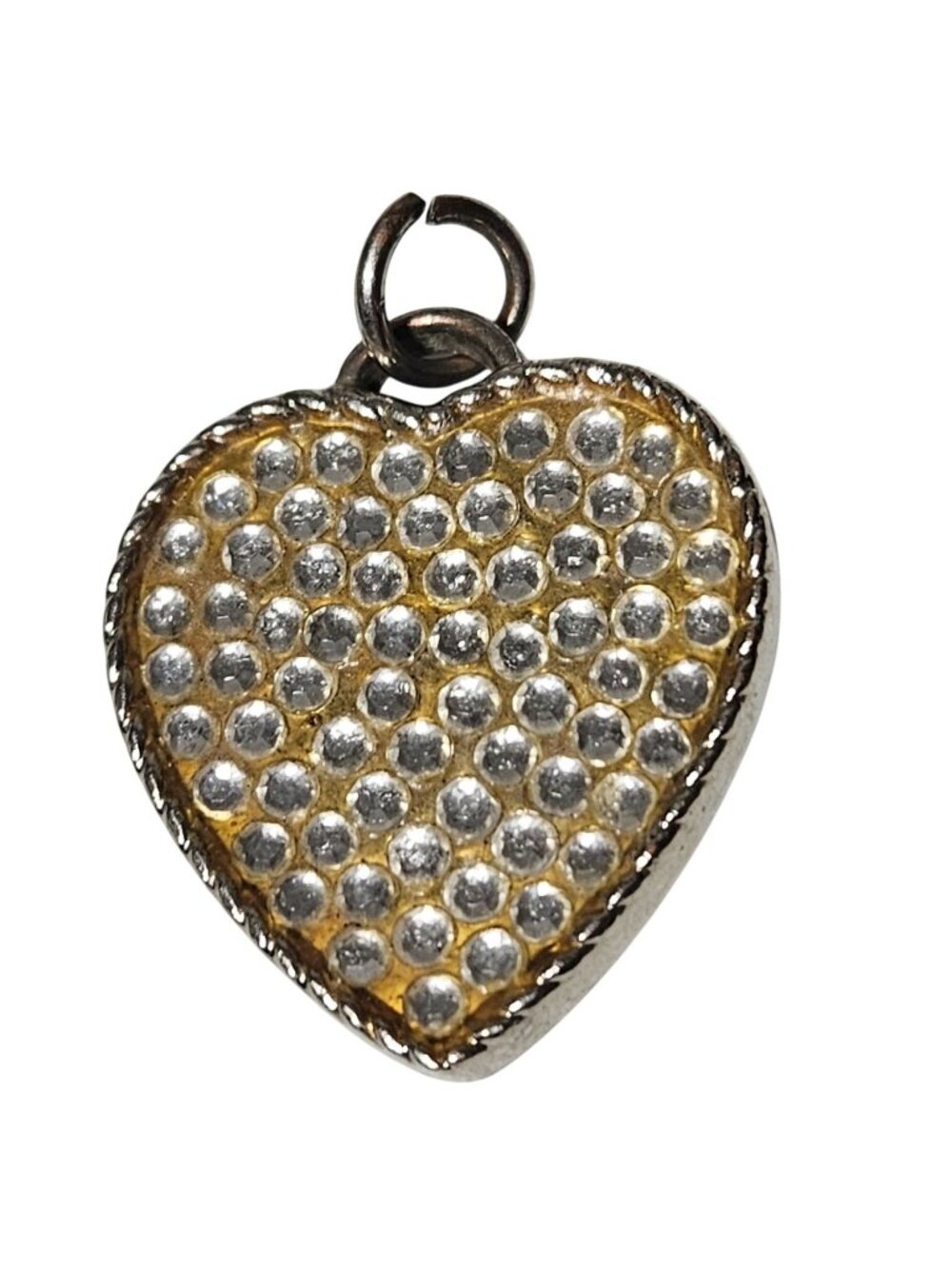 Vintage Heart Pendant Rhinestone Detailing Gold Tone Fashion Jewelry DIY Women